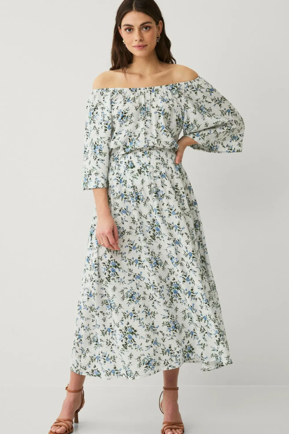 Ellos Skjorter & Bluser>Collection Bluse uden skuldre Blåmønstret
