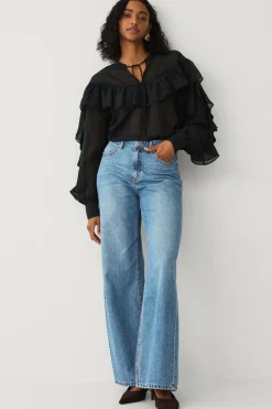 Ellos Skjorter & Bluser>Collection Bluse med volanter sort