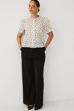 Ellos Collection Bluse med volanter cremehvid aop Best