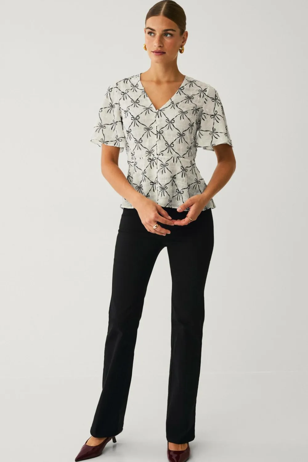 Ellos Skjorter & Bluser>Collection Bluse med knapper Cremehvid aop