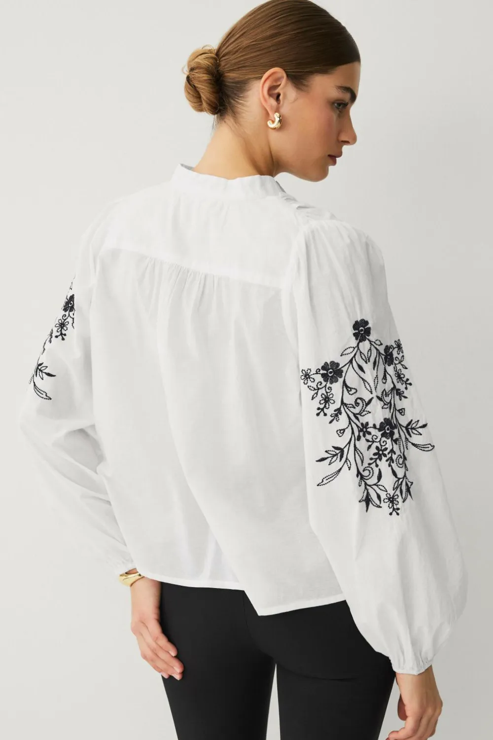 Ellos Collection Bluse med ballonærmer Hvid New