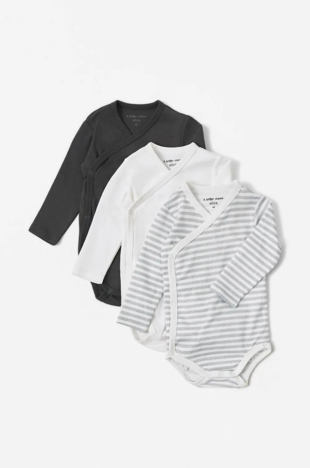 Ellos Bodies|Basistøj>Collection Body Teri 3-pak Sort+hvid+stribet