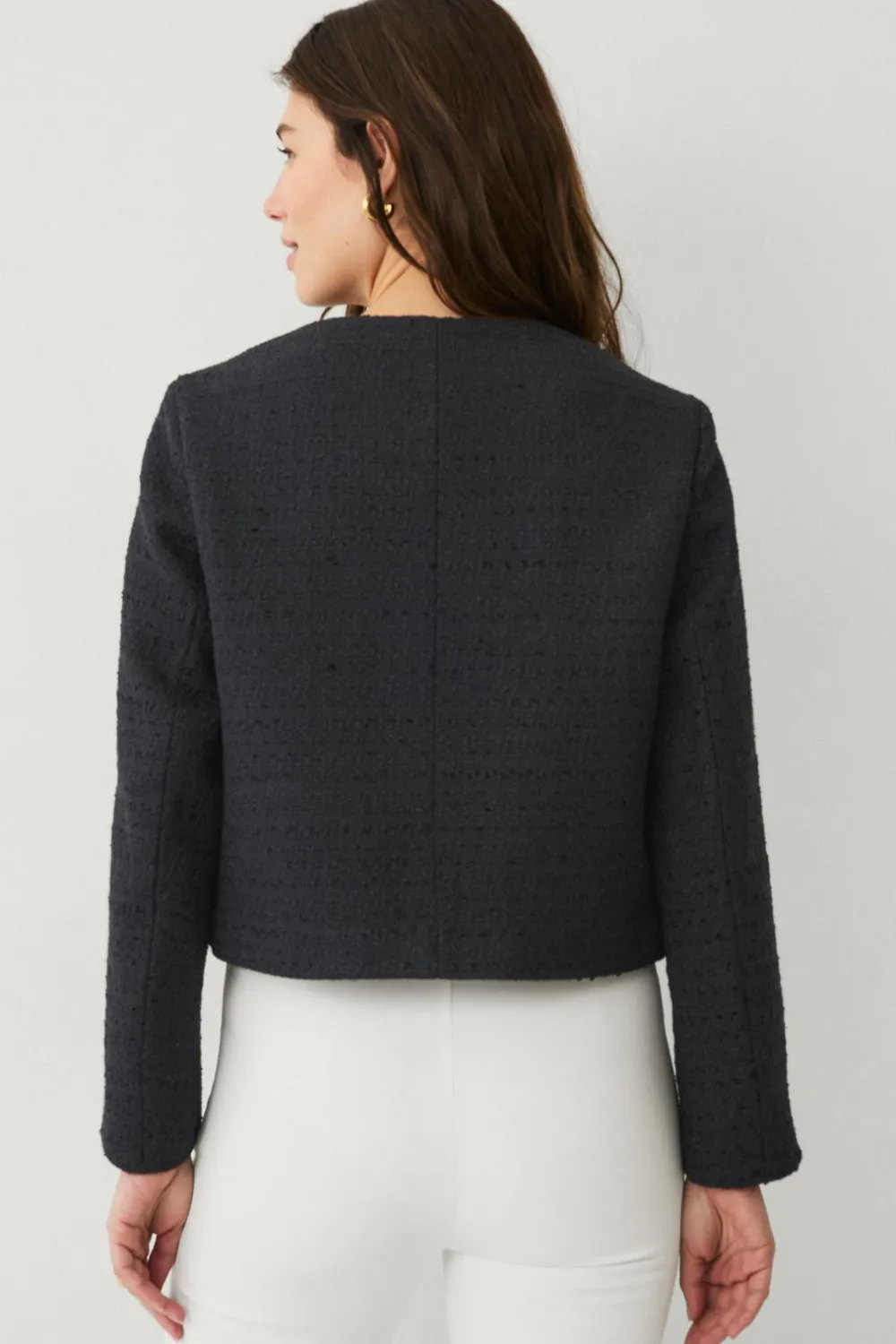 Ellos Blazere & Veste>Collection Bouclé-jakke med guldknapper Sort