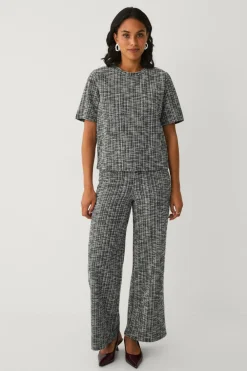 Ellos Collection Bukser med bouclé-struktur sort og hvid Online