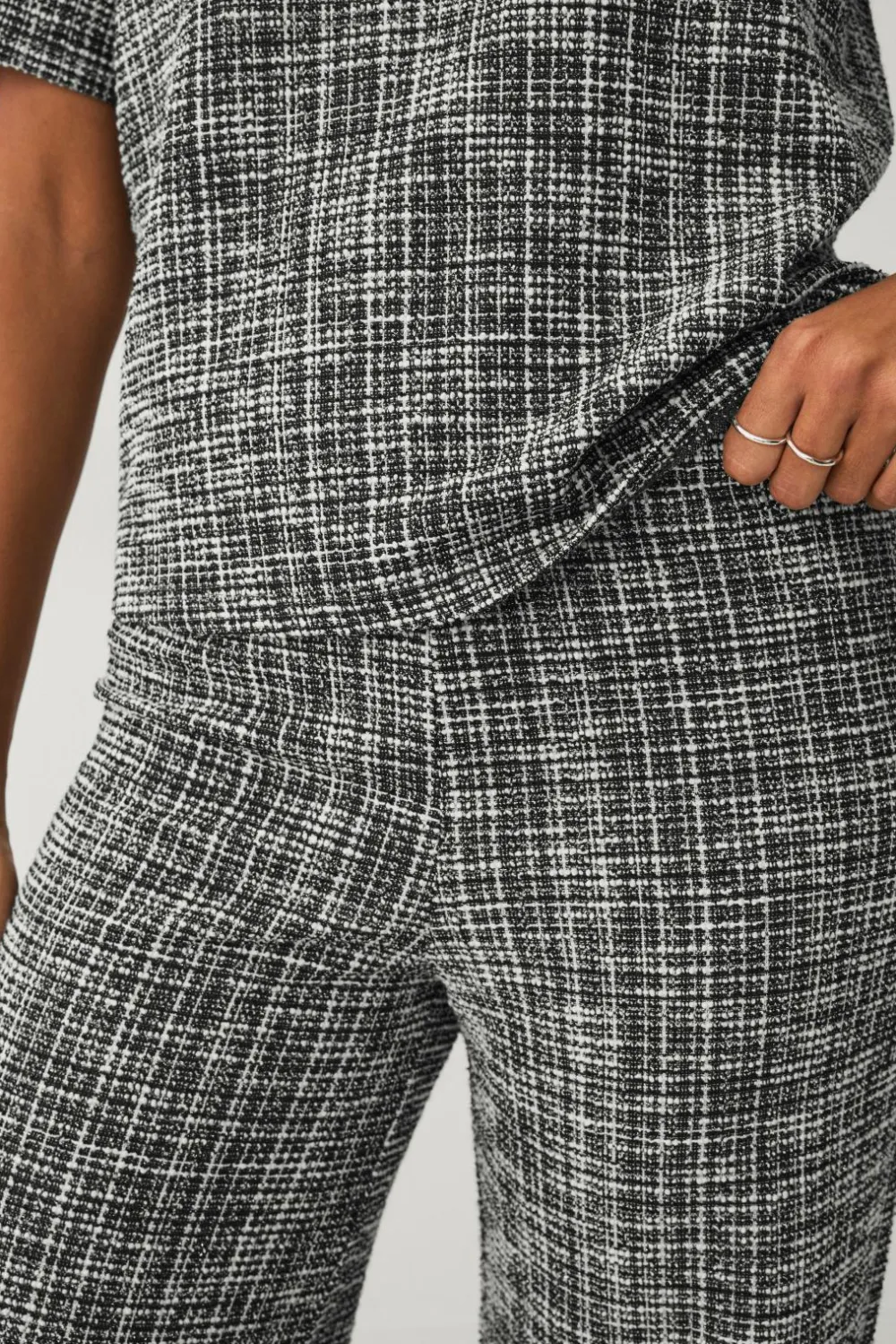 Ellos Collection Bukser med bouclé-struktur sort og hvid Online
