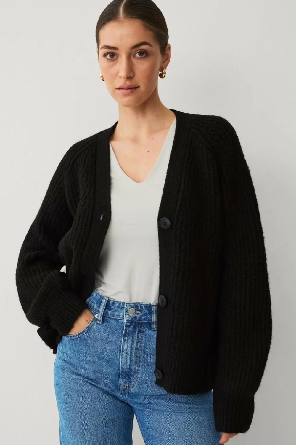 Ellos Trøjer & Cardigans>Collection Cardigan med knapper sort