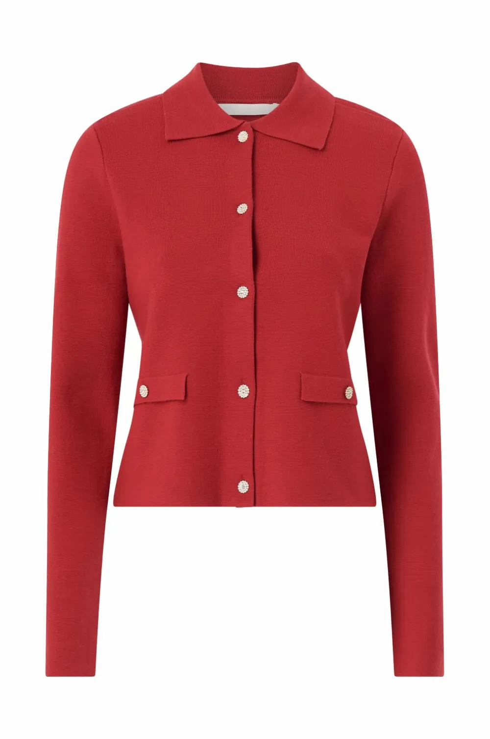 Ellos Trøjer & Cardigans>Collection Cardigan med glitrende knapper rød