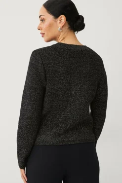 Ellos Collection Cardigan med guldfarvede knapper Sort/sølv Clearance