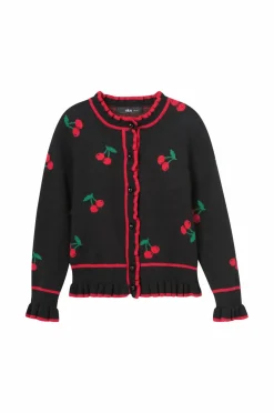 Ellos Collection Cardigan med kirsebær-mønster Sort med røde kirsebær Discount