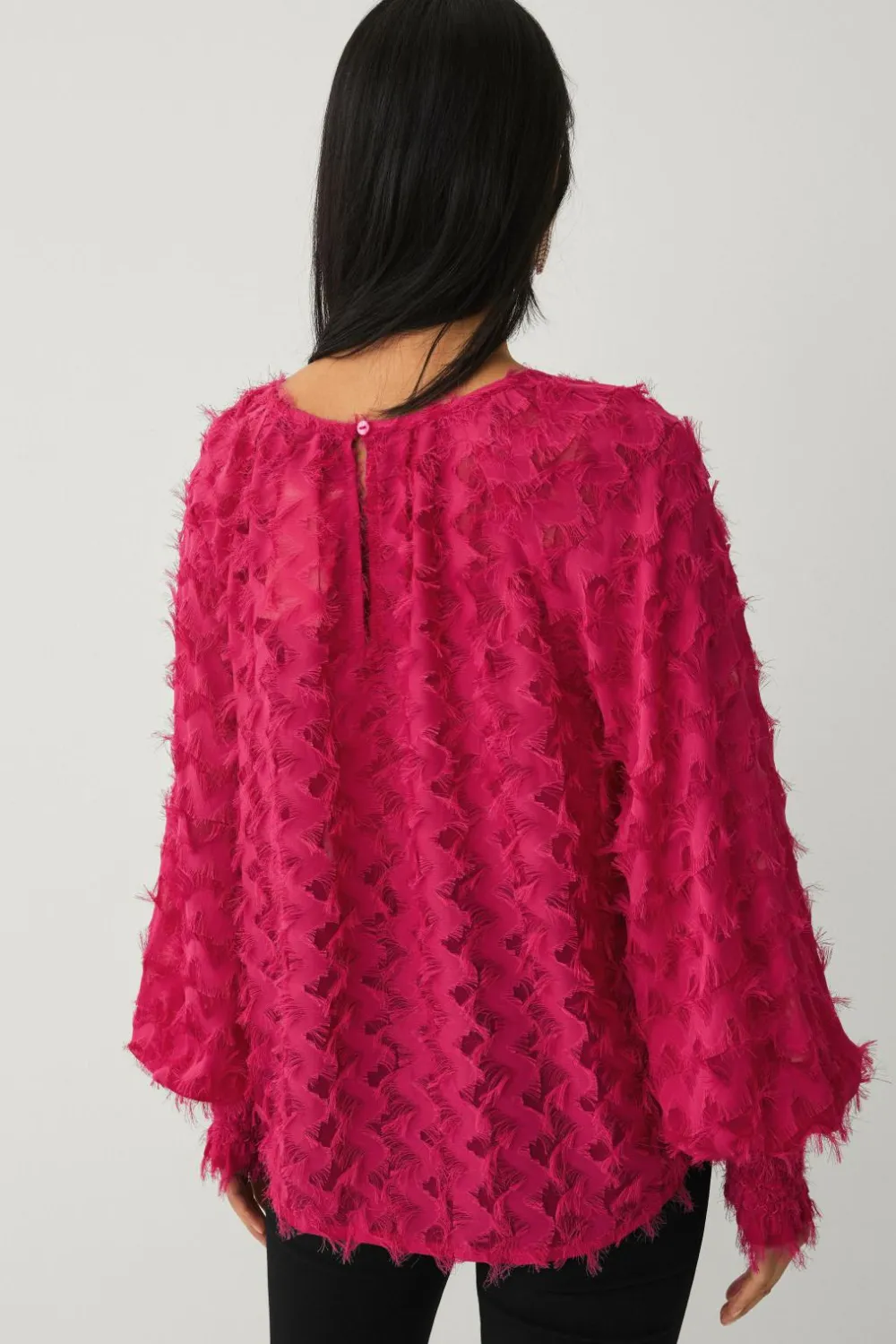Ellos Collection Chiffonbluse med struktur Lyserød Hot