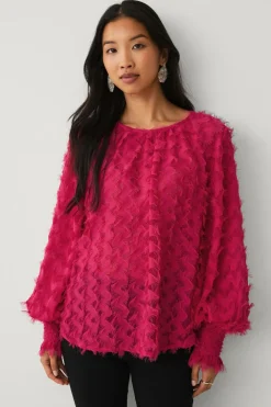 Ellos Collection Chiffonbluse med struktur Lyserød Hot