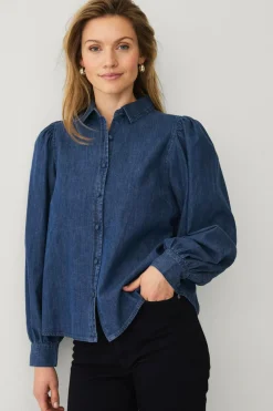 Ellos Skjorter & Bluser>Collection Cowboyskjorte Mellemblå