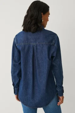 Ellos Collection Denimskjorte Mørkeblå Outlet