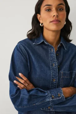 Ellos Collection Denimskjorte Mørkeblå Outlet