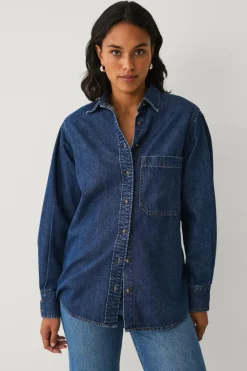 Ellos Collection Denimskjorte Mørkeblå Outlet