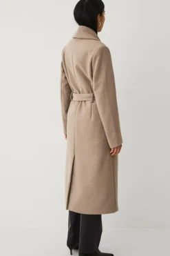 Ellos Collection Dobbeltradet frakke med sjalskrave Beige New