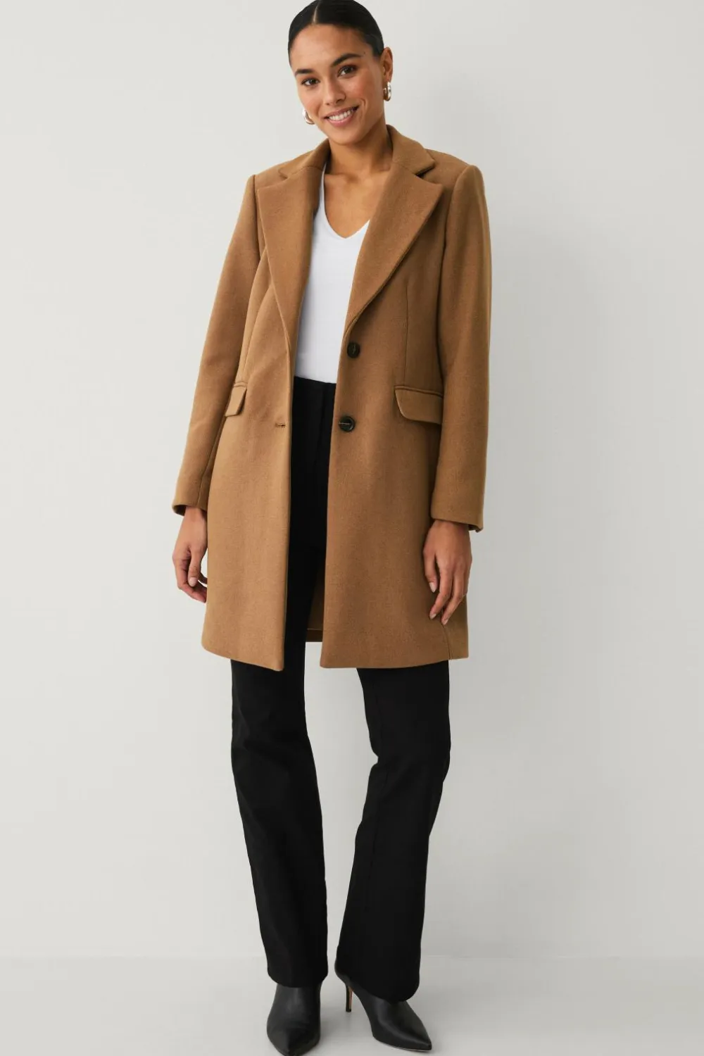 Ellos Collection Enkeltradet uldfrakke Brun Clearance