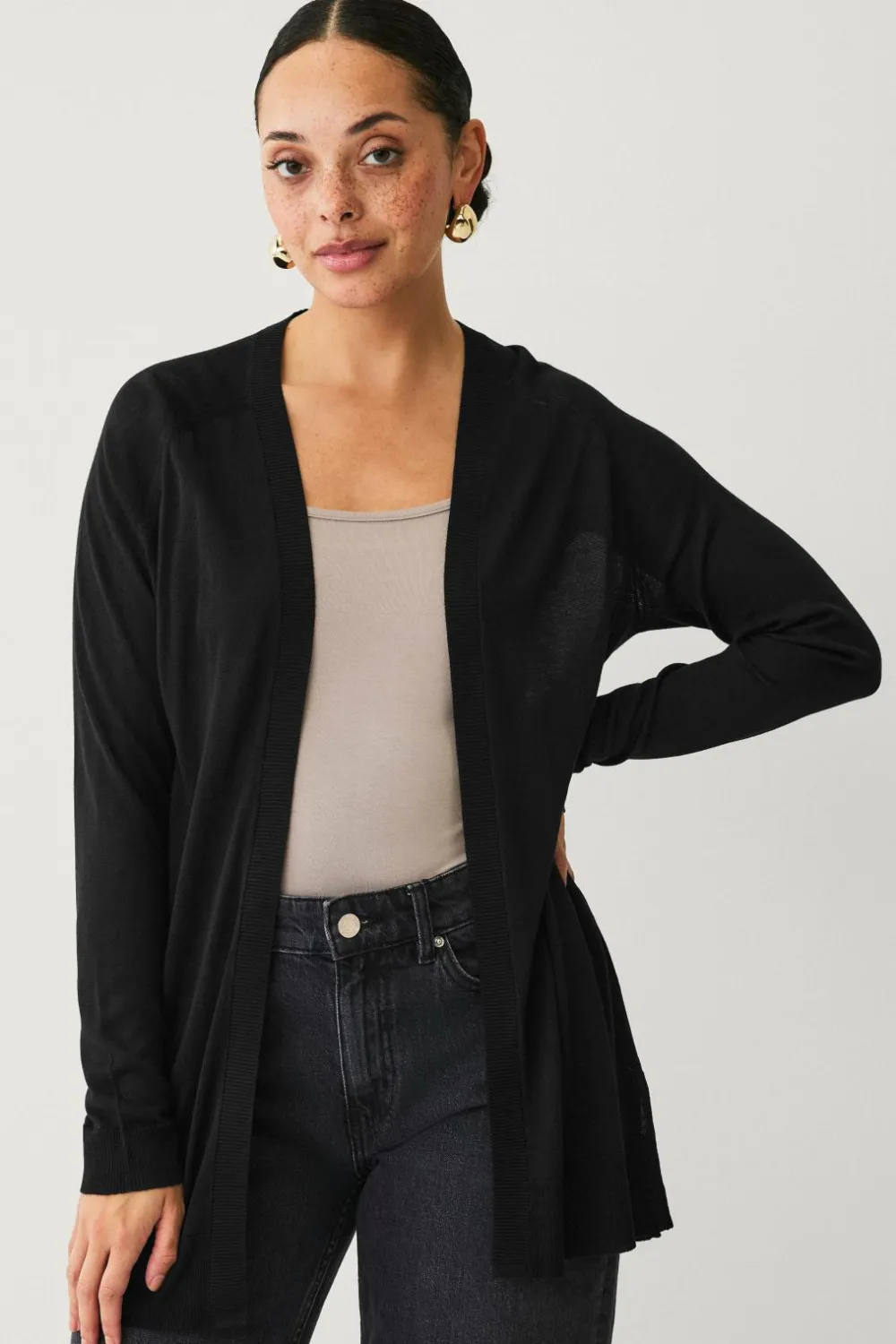 Ellos Basistøj>Collection Fintstrikket cardigan Sort