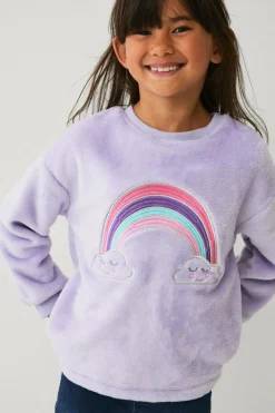 Ellos Trøjer & Cardigans>Collection Fleecetrøje med broderi lilla