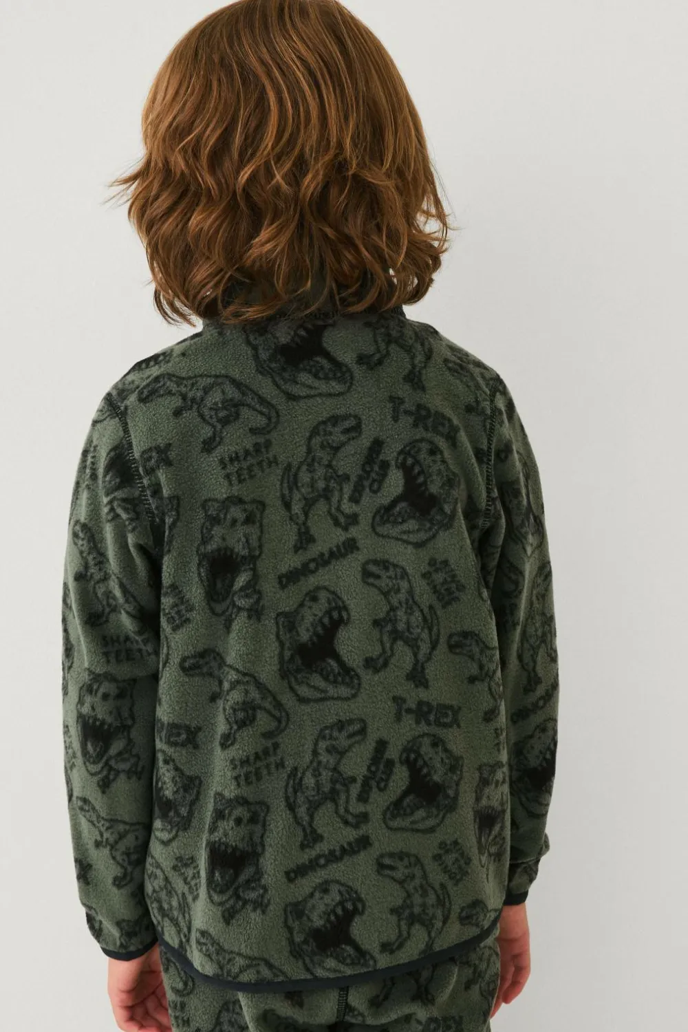 Ellos Collection Fleecetrøje Grøn Dinomønstret New
