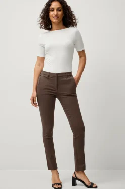 Ellos Collection Flexy Slim fit bukser i superstretch Mrkbrun Discount