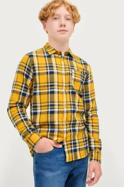 Ellos Skjorter>Collection Flonnelskjorte William Blå/gul ternet