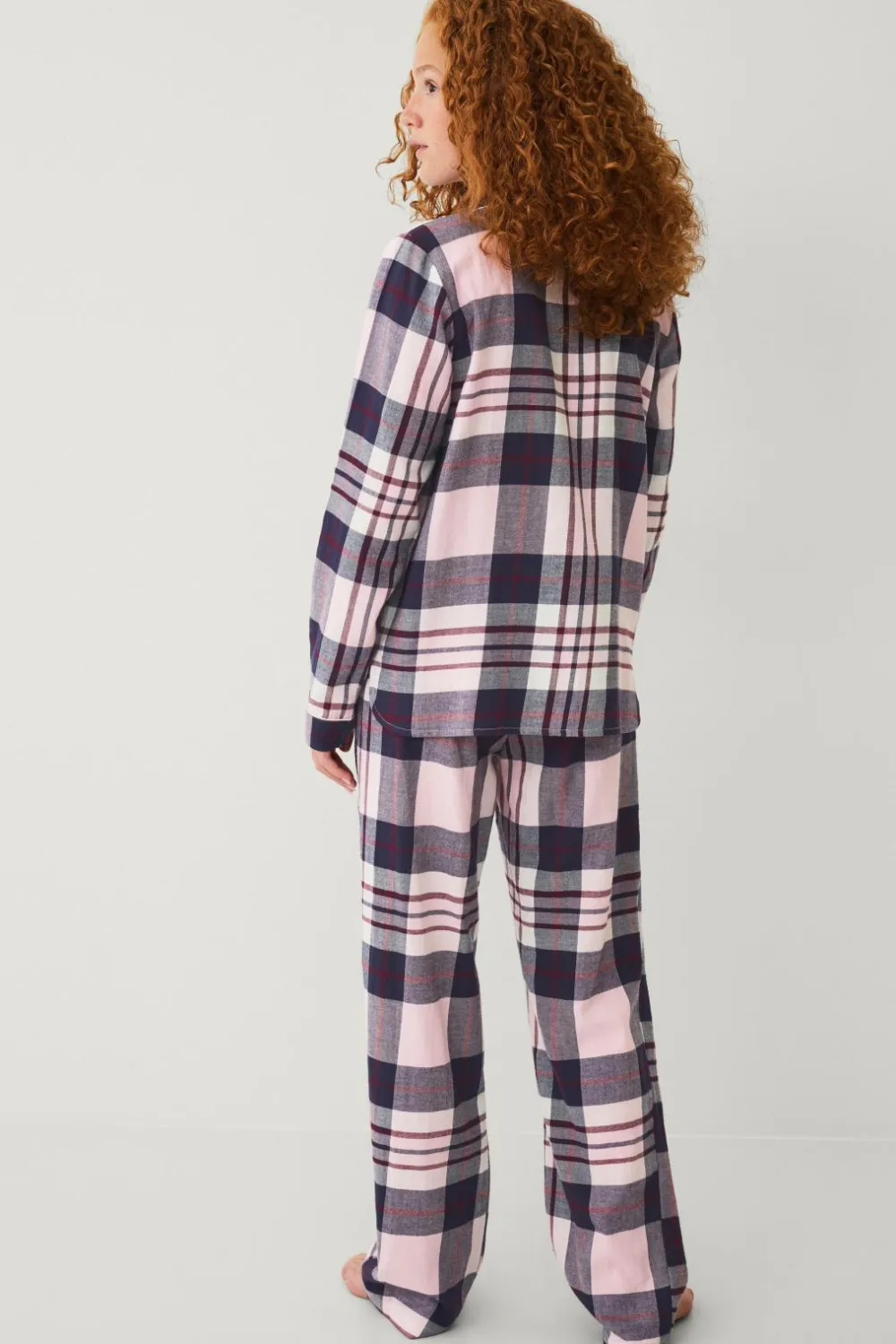 Ellos Collection Flonelpyjamas 2 dele rosa rutet Sale
