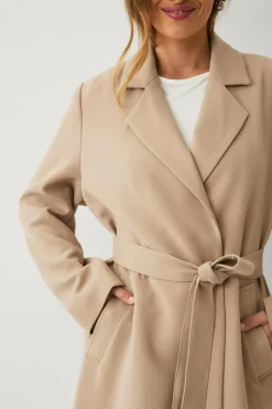 Ellos Collection Forårsfrakke med bælte Beige Online