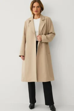 Ellos Collection Forårsfrakke med bælte Beige Online