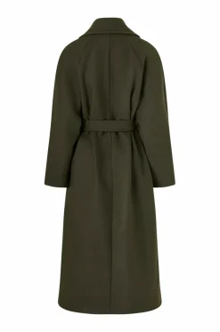 Ellos Collection Frakke med bindebælte grøn Outlet