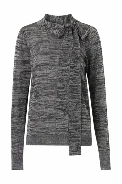 Ellos Collection Glitrende top med bindebånd Sort med Sølv Clearance