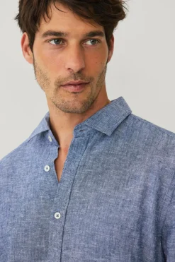 Ellos Collection Hørskjorte Blå chambray Sale