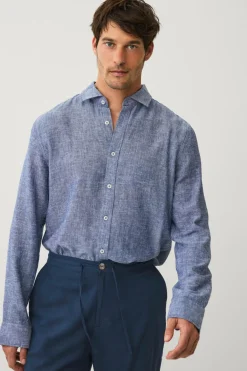 Ellos Collection Hørskjorte Blå chambray Sale