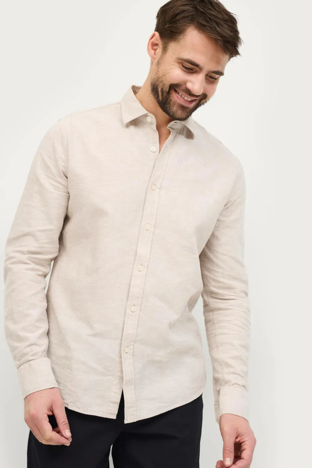 Ellos Skjorter>Collection Hørskjorte Beige melange