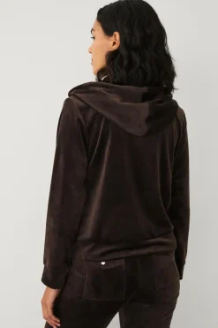 Ellos Collection Hættetrøje i velour Brun Clearance
