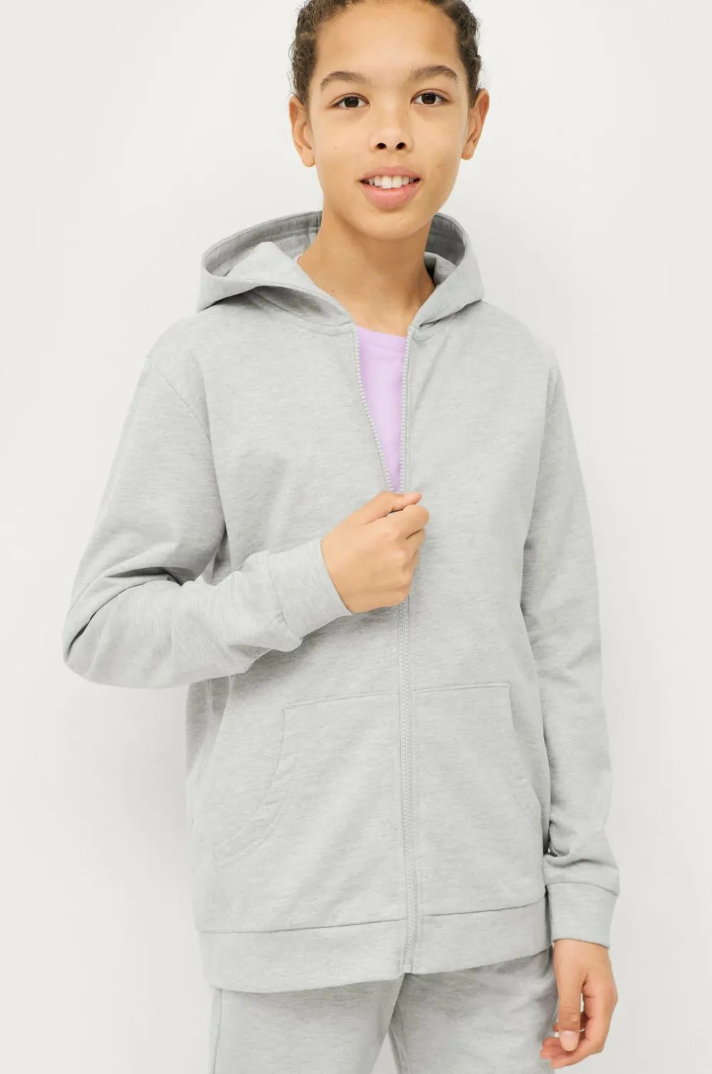 Ellos Basistøj|Sweatshirts & Hoodies>Collection Hættetrøje Basic Sweatshirt Lysegrå melange