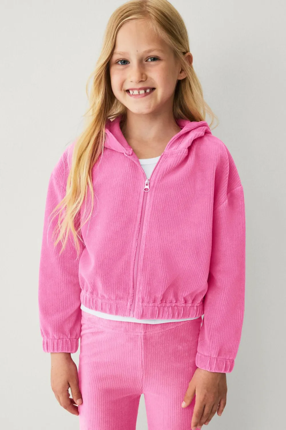 Ellos Collection Hættetrøje i velour rosa