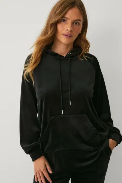 Ellos Loungewear & Homewear|Sweatshirts & Hoodies>Collection Hættetrøje i velour Sort