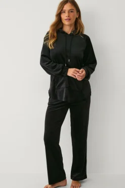 Ellos Loungewear & Homewear|Sweatshirts & Hoodies>Collection Hættetrøje i velour Sort