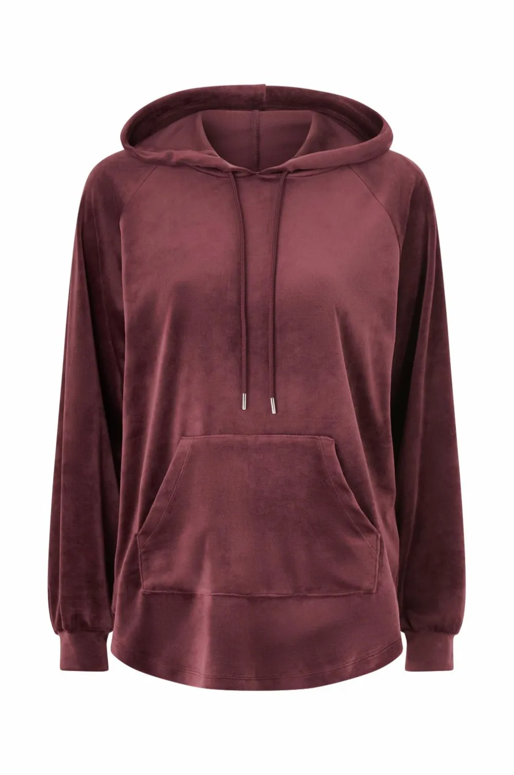 Ellos Collection Hættetrøje i velour vinrød Hot