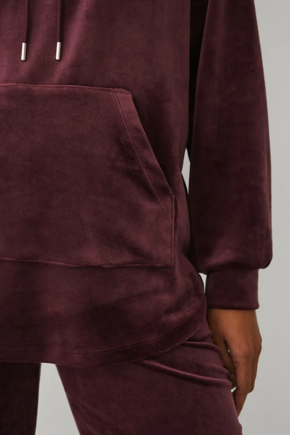 Ellos Collection Hættetrøje i velour vinrød Hot