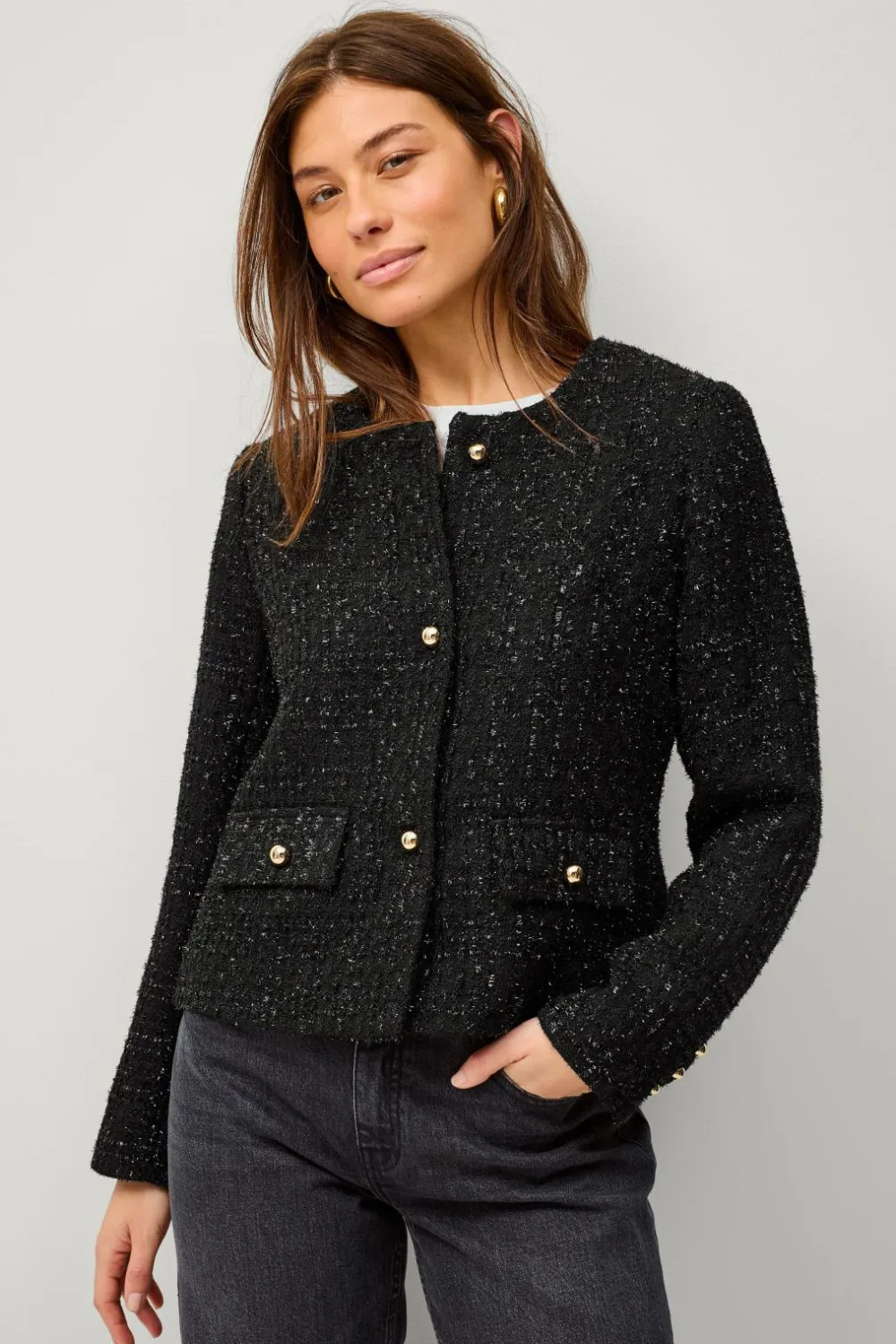 Ellos Blazere & Veste>Collection Jakke i bouclé Sort