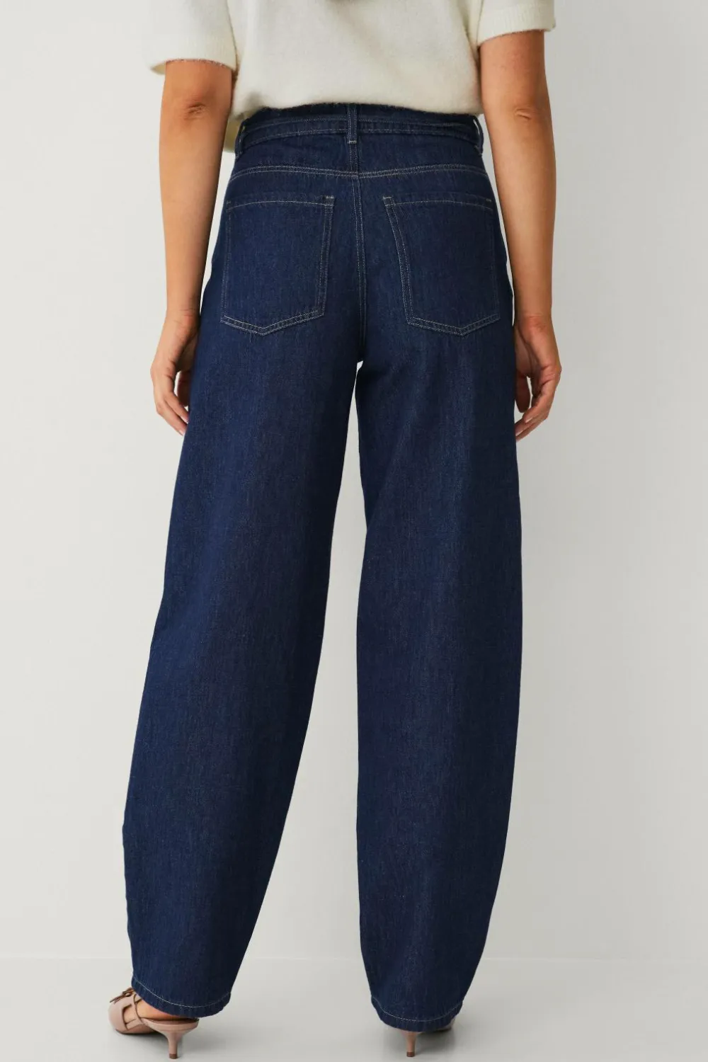 Ellos Jeans>Collection Jeans med brede ben og bindebånd i taljen Rinse wash