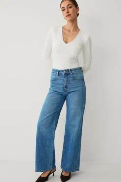 Ellos Collection Jeans med brede ben Mellemblå vask New