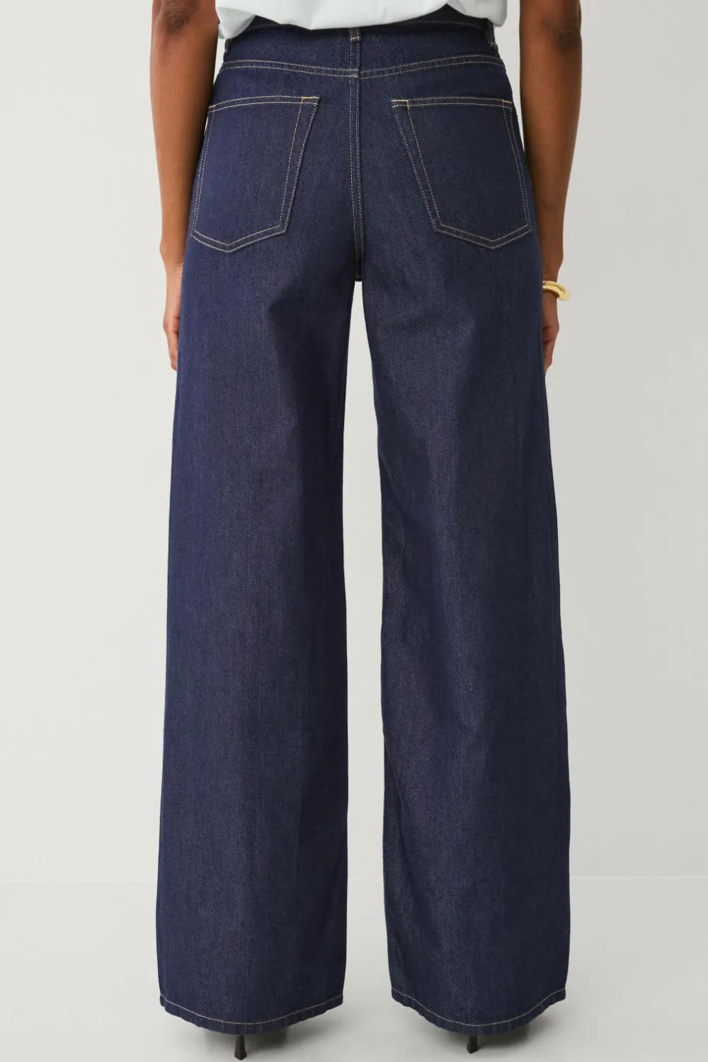 Ellos Jeans>Collection Jeans med brede ben og høj talje Mørkeblå