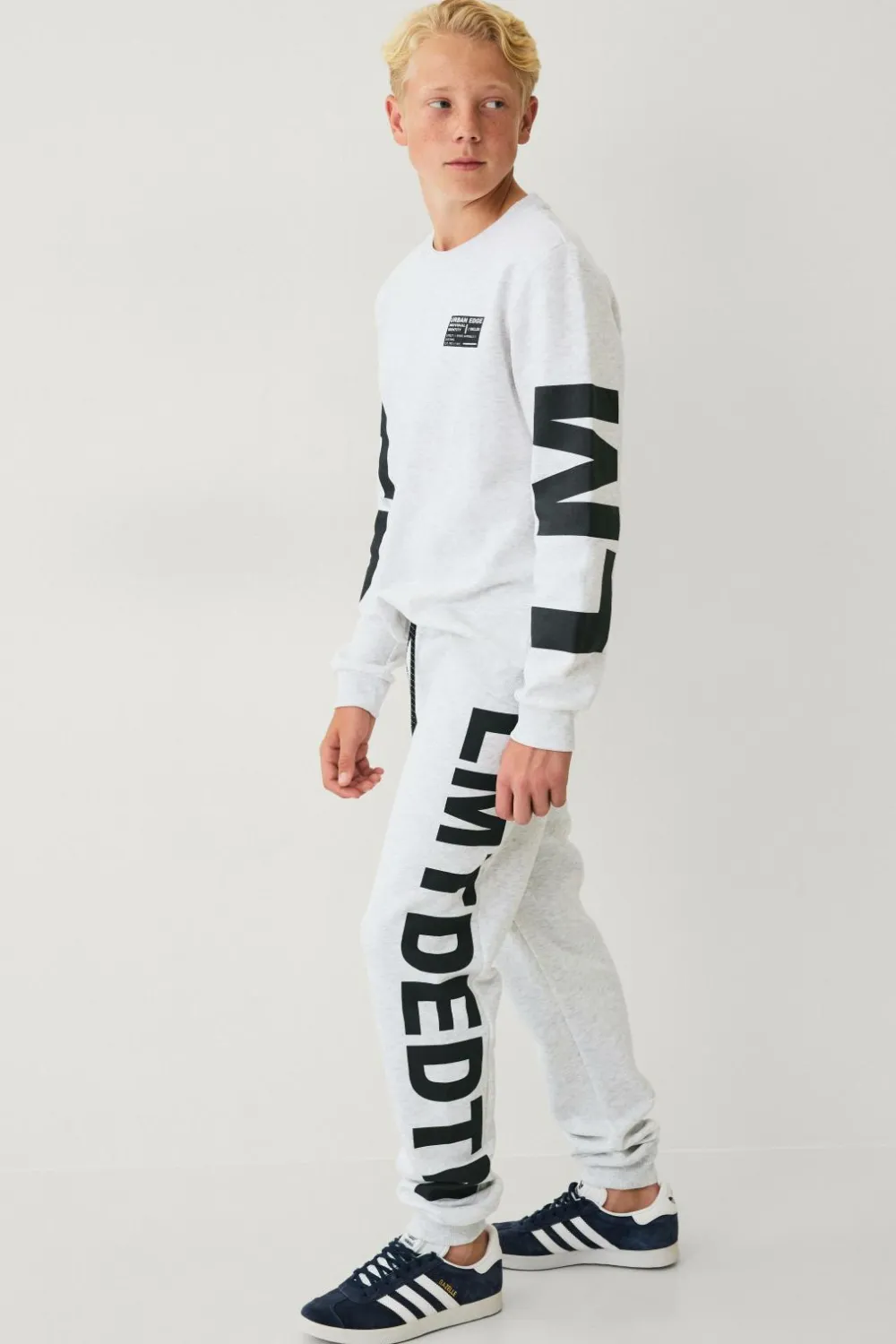 Ellos Collection Joggingbukser med print Gråmelange Discount