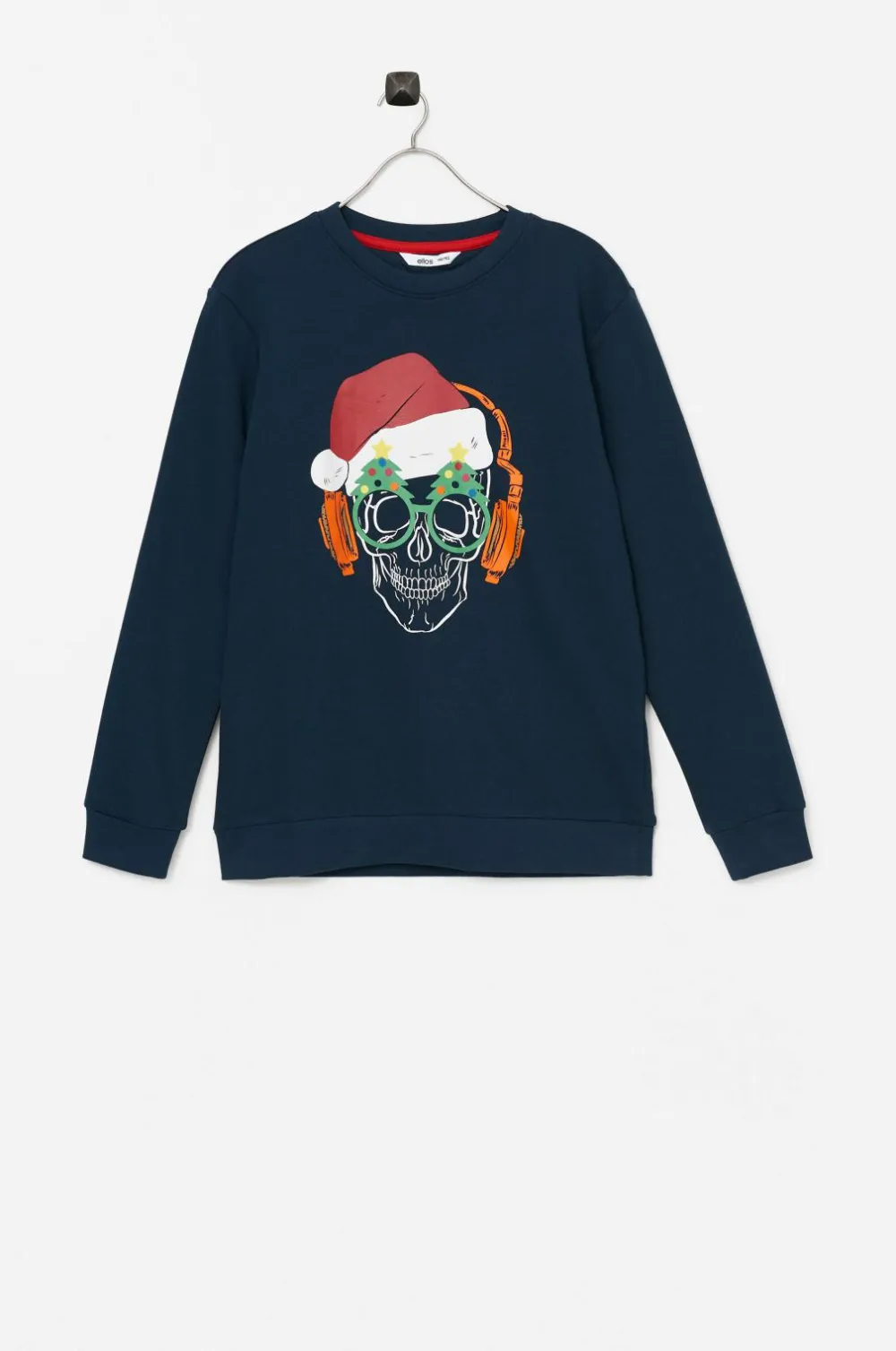 Ellos Collection Julesweater Santa Skull Blue/misty grey Hot