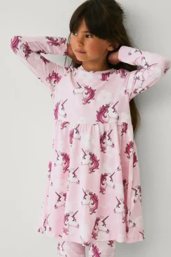 Ellos Kjoler>Collection Kjole med lange ærmer Rosa mønstret