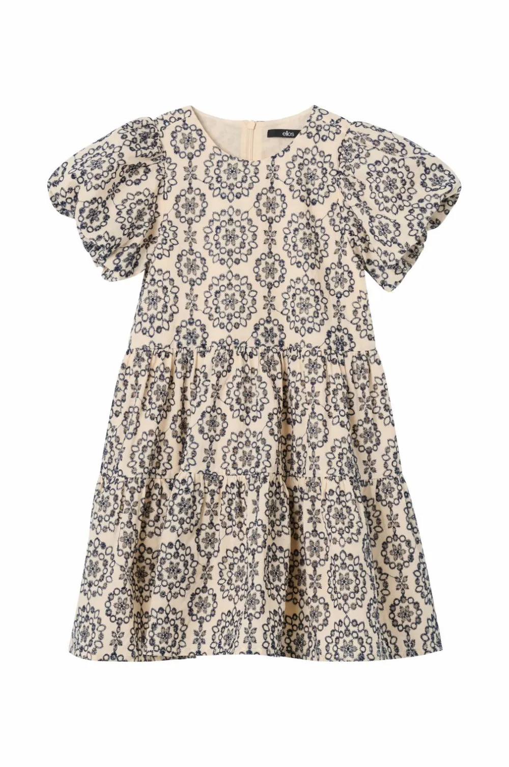 Ellos Collection Kjole med ballonærmer Beige/blå mønster