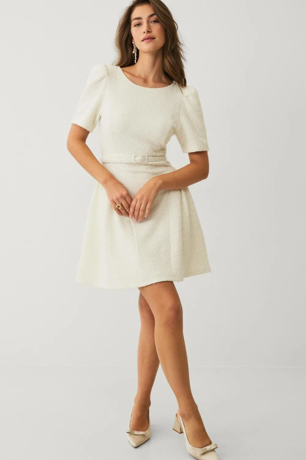 Ellos Kjoler>Collection Kjole med Puffet nederdel creme